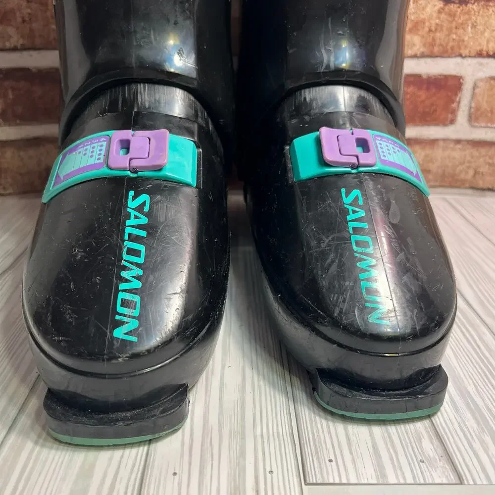 Vintage Salomon SX52 HTC Mens L Rear Entry Ski Boots WOW Teal Purple Colorway